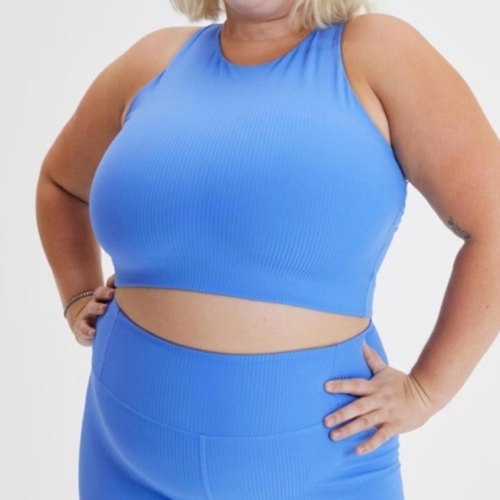 Girlfriend Collective Ribbed Dylan Tank Bra in Daydream